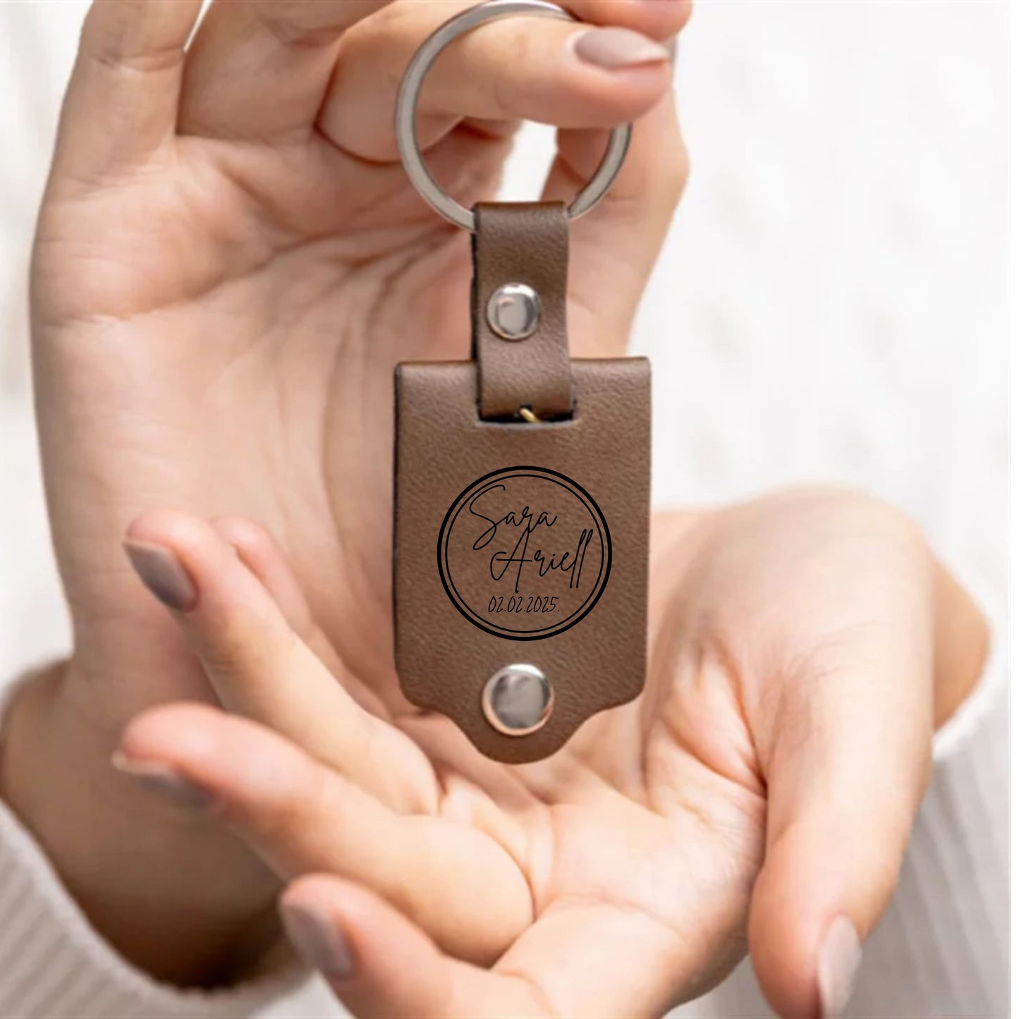PU Leather Photo Frame Keychain